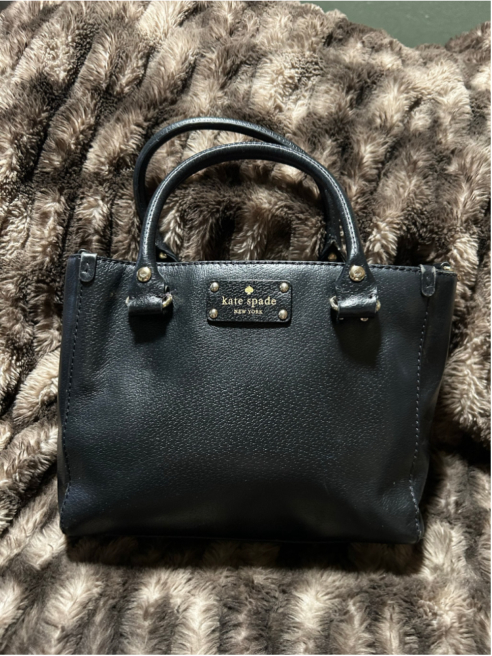 Women's Kate Spade Black Leather Satchel Handbag, One Size